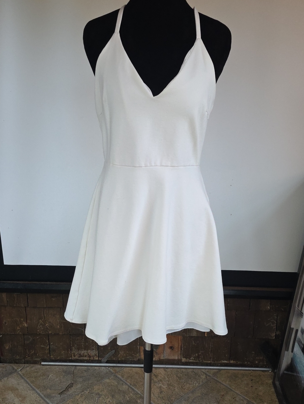 Lulu's White V-Neck Spaghetti-Strap Mini Dress